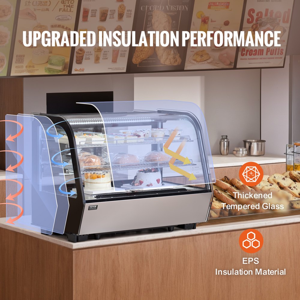 Refrigerated Display Case Bakery Display Fridge Case 5 cu ft/146L 2-Tier