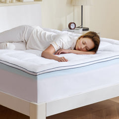 Mattress Topper Premium Memory Foam Fiber Fill Queen Size 4 in Thickness