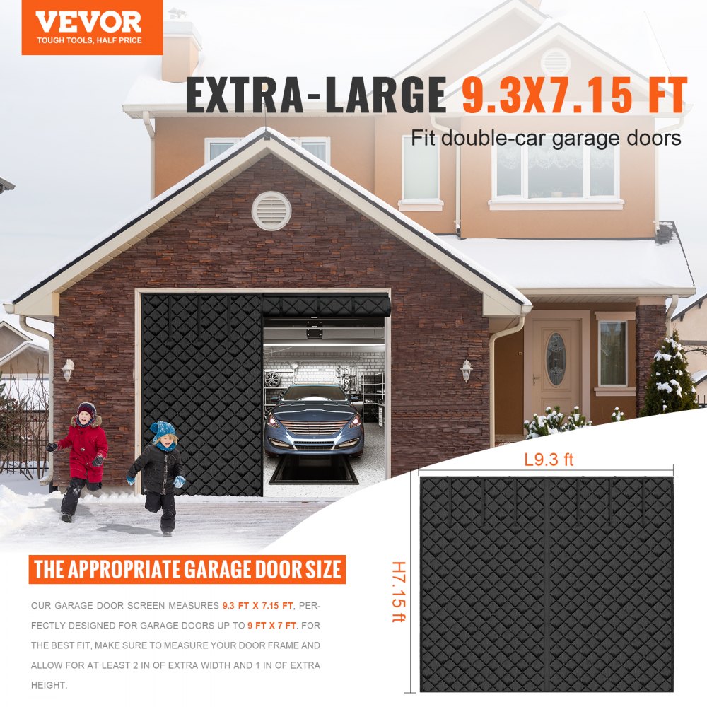 Garage Door Screen for Winter 9.28 x 7.15 ft Garage Door Insulation Kit