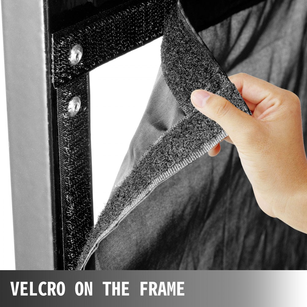 DJ Facade Table 20x40x45 Inches, DJ Booth Flat Table Top 20x40 Inch, Adjustable DJ Event Facade with White & Black Scrim, Folding DJ Booth Metal Frame, Foldable Cover Screen