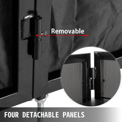 DJ Facade Table 20x40x45 Inches, DJ Booth Flat Table Top 20x40 Inch, Adjustable DJ Event Facade with White & Black Scrim, Folding DJ Booth Metal Frame, Foldable Cover Screen