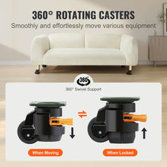 Leveling Casters, 4-Pack Heavy Duty 360° Swivel Caster Wheels Hold up to 1100 lbs Load, 2 inches Caster Diameter, Adjustable Casters with Upgraded Handle Design and Feet for Workbench & Machine