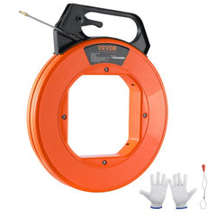 Fish Tape, 100 ft, 3/16-inch, Fiberglass Wire Puller with Optimized Housing and Handle, Easy-to-Use Cable Puller Tool, Flexible Wire Fishing Tools for Wall and Electrical Conduit, Non-Conductive