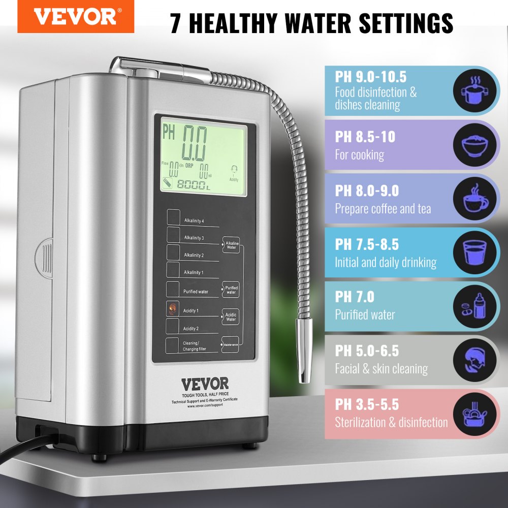 Bostome Alkaline Water Ionizer with 7 settings and a sleek design for home use.