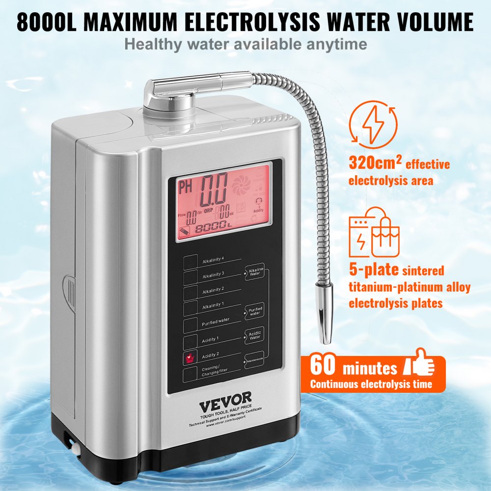 Bostome Alkaline Water Ionizer Machine with 7 settings and a sleek design for home use.