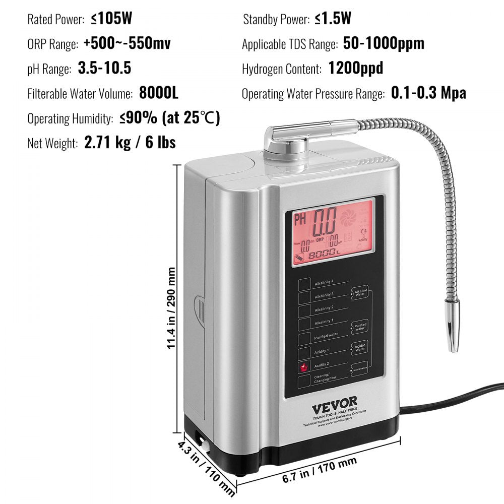 Bostome alkaline water ionizer machine with 7 settings and auto-clean feature.