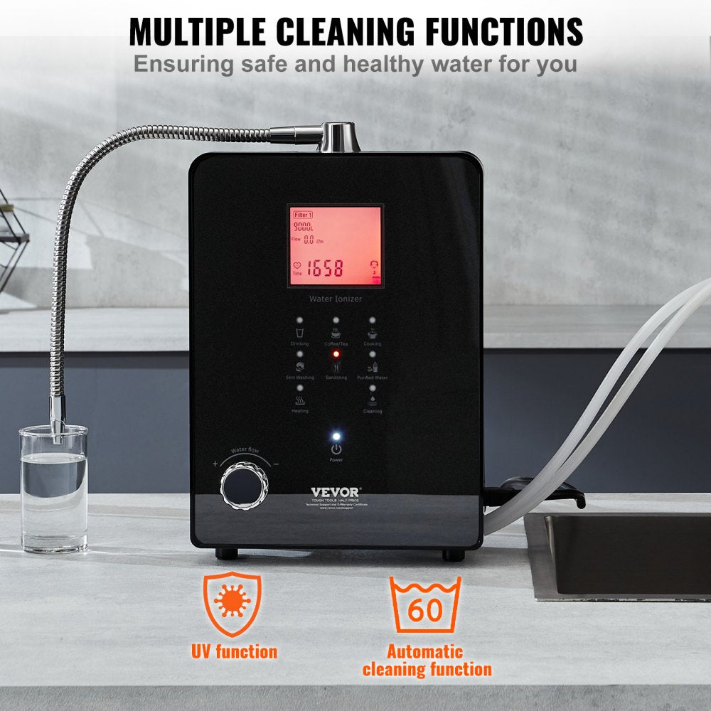 Bostome alkaline water ionizer machine with 9 plates, UV sterilization, and dual installation options.