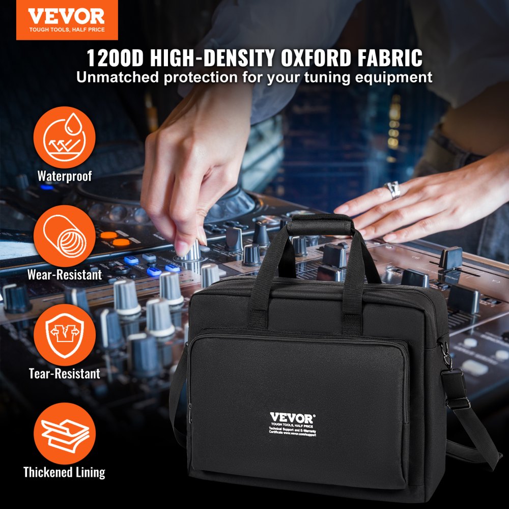 Padded DJ Mixer Gig Bag, 1200D Oxford Fabric, DJ Gear Carry Bag with a Storage Pocket 4.92 ft Removable Shoulder Strap 0.39 in Padding, 19.29 x 8.66 x 15.34 in Storage Case for DJ Controller