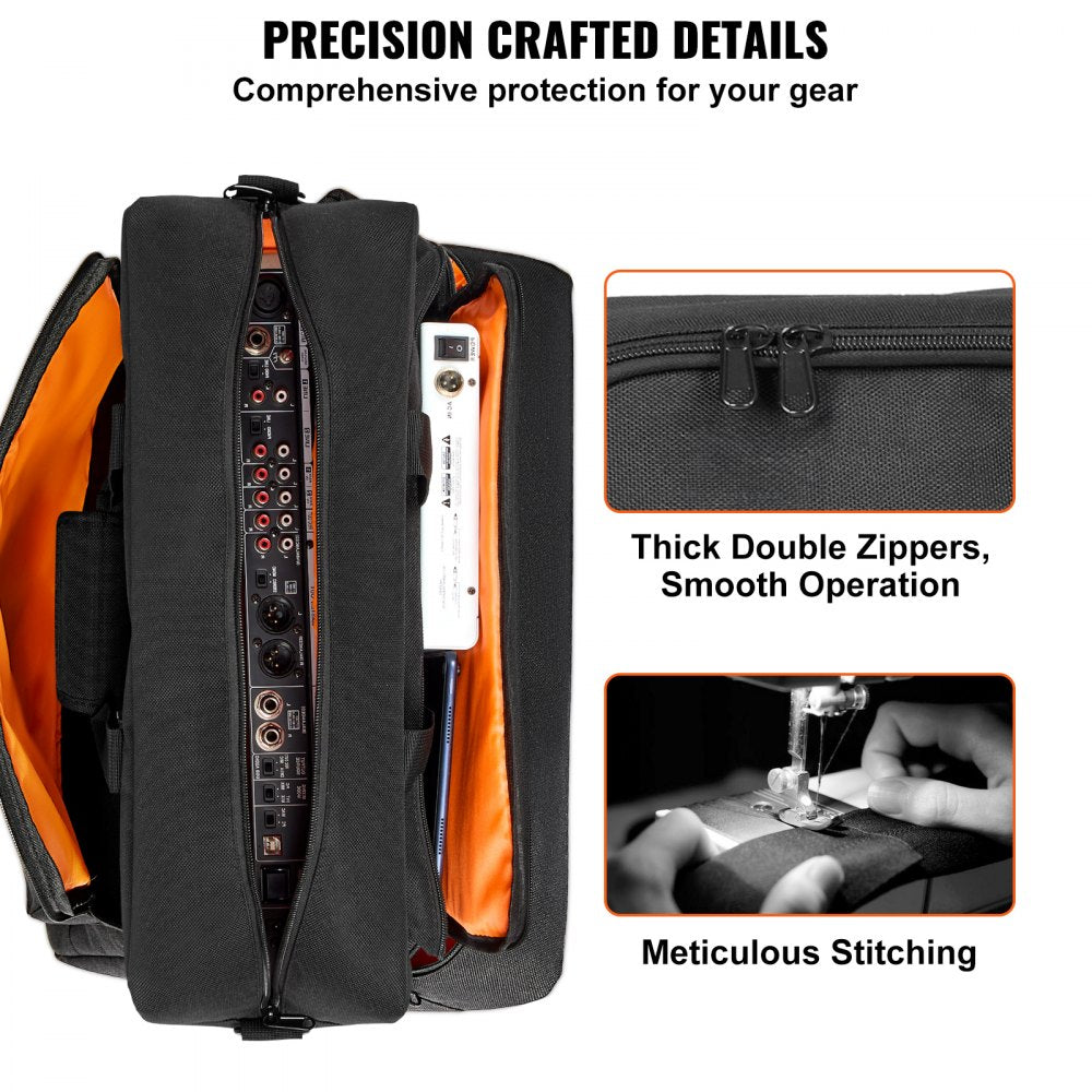 Padded DJ Mixer Gig Bag, 1200D Oxford Fabric, DJ Gear Carry Bag with a Storage Pocket 4.92 ft Removable Shoulder Strap 0.39 in Padding, 19.29 x 8.66 x 15.34 in Storage Case for DJ Controller