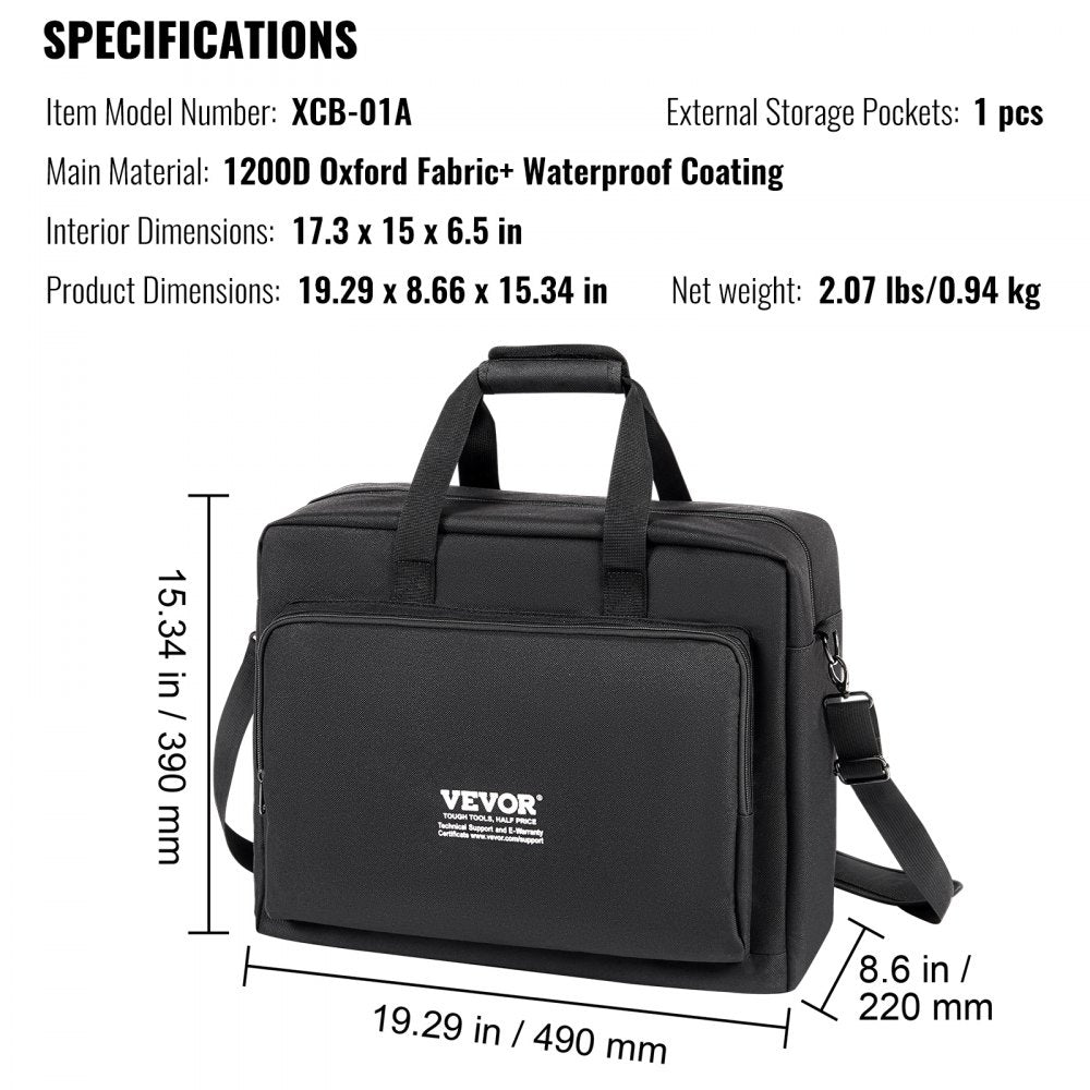 Padded DJ Mixer Gig Bag, 1200D Oxford Fabric, DJ Gear Carry Bag with a Storage Pocket 4.92 ft Removable Shoulder Strap 0.39 in Padding, 19.29 x 8.66 x 15.34 in Storage Case for DJ Controller