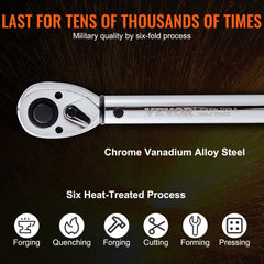 Bostome 1/2" drive click torque wrench with dual-direction and chrome-vanadium steel construction.