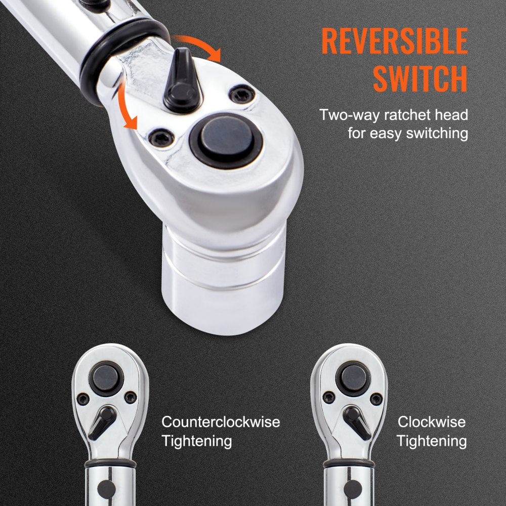 Bostome 1/2" drive click torque wrench with dual-direction and chrome-plated finish.