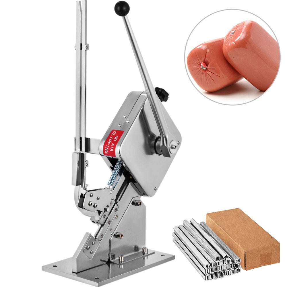 U-shape Sausage Clipper Clipping Machine, Manual Sausage Clipper, Portable Clipping Machine with 8000PCS U-shape Clips, for Supermarkets Bakeries Cafe Shops