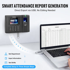 Time Clock, Employee Attendance Machine with Fingerprint, RFID and PIN Punching in One, Standalone Biometric Clock in Machine for Employees Small Business with 5 RFID Cards & No Monthly Fees
