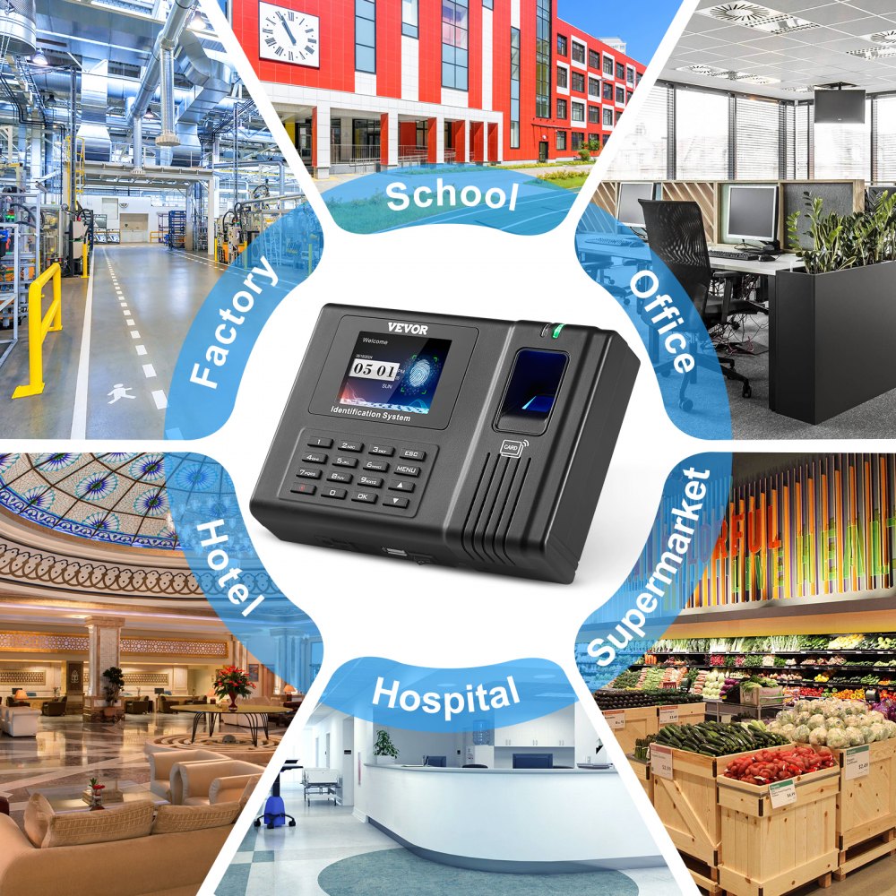 Time Clock, Employee Attendance Machine with Fingerprint, RFID and PIN Punching in One, Standalone Biometric Clock in Machine for Employees Small Business with 5 RFID Cards & No Monthly Fees