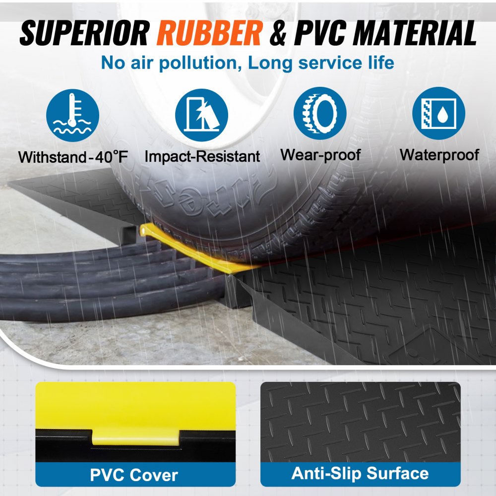 5Channel Cable Protector Ramp 22000lbs Load ADA Compliant Wire Cable Cover