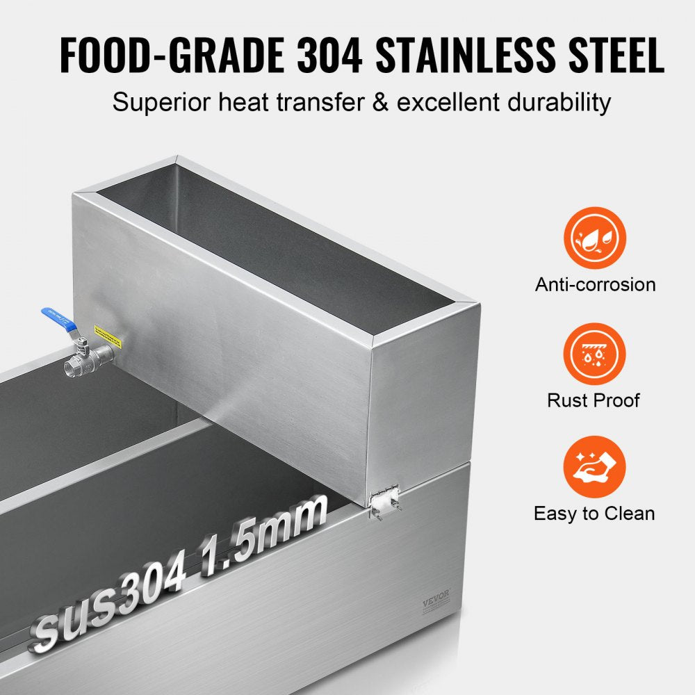 Maple Syrup Evaporator Pan 304 Stainless Steel with Valves and Thermometer