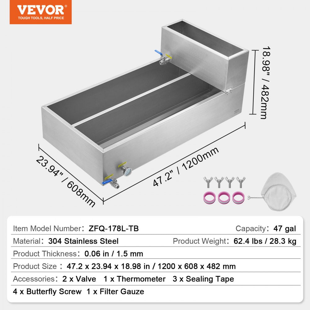 Maple Syrup Evaporator Pan 304 Stainless Steel with Valves and Thermometer