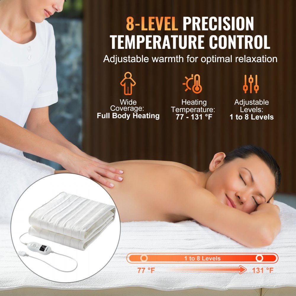 Massage Table Warmer Massage Bed Heating Pad with Timer & 8 Heat Settings