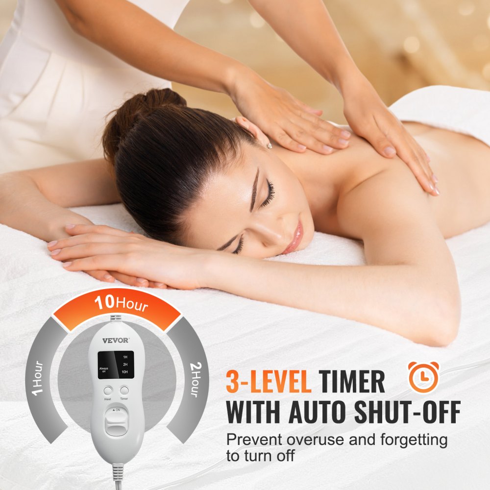 Massage Table Warmer Massage Bed Heating Pad with Timer & 8 Heat Settings