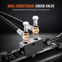 Hydraulic top link with dual-directional check valve and flexible piston rod extension.