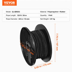 3/8in Bungee Cord 120 ft/36 m Spool Heavy Duty Bungee Straps 100% Stretch