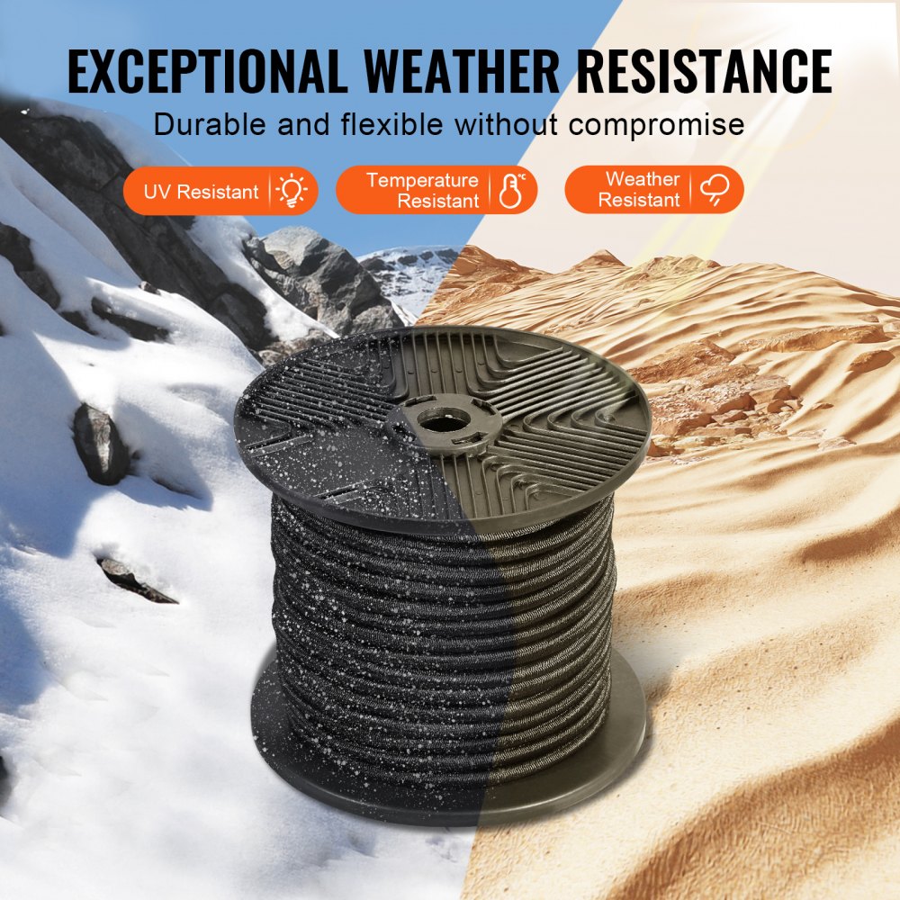 1/4in Bungee Cord 120 ft/36 m Spool Heavy Duty Bungee Straps 100% Stretch