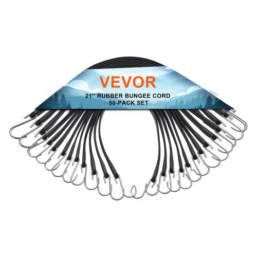 50 Pcs Flat Bungee Cord Set 19.8 mm Heavy Duty Bungee Straps with S-Hook