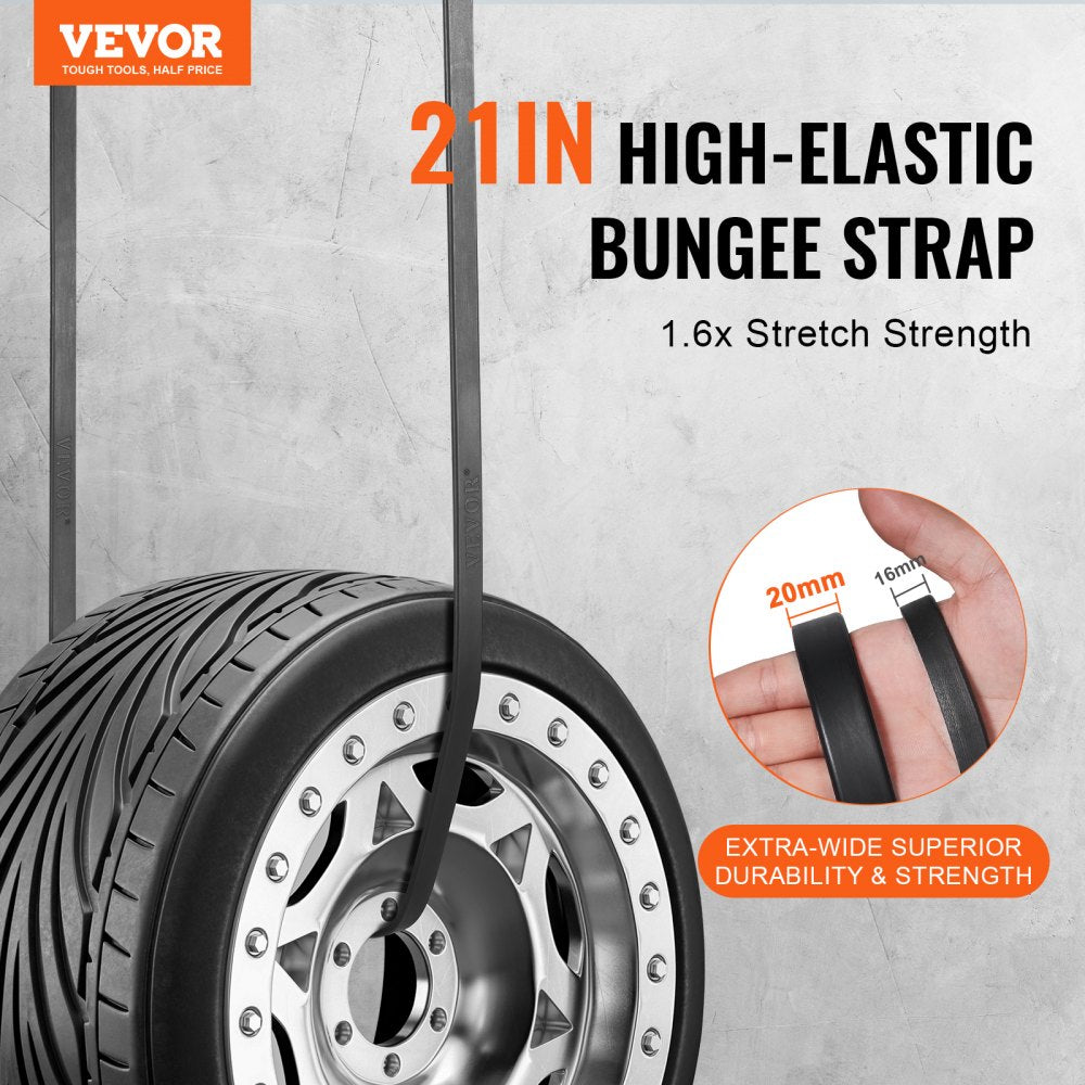 50 Pcs Flat Bungee Cord Set 19.8 mm Heavy Duty Bungee Straps with S-Hook