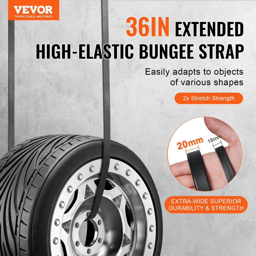 10 Pcs Flat Bungee Cord Set 20 mm Heavy Duty Bungee Straps with S-Hook 36"