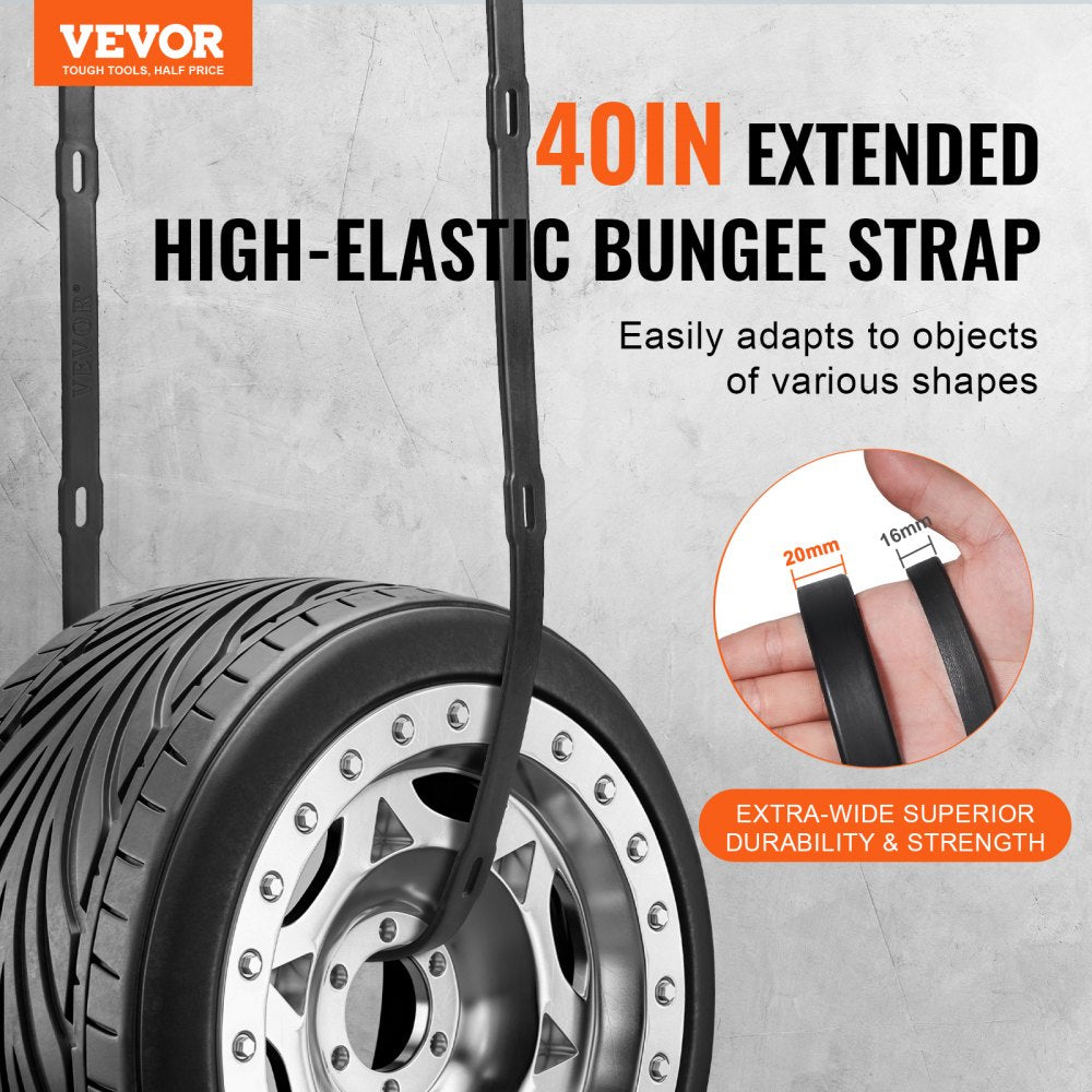 4 Pcs Flat Bungee Cord Set 20 mm Heavy Duty Bungee Straps with S-Hook 40"