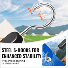 4 Pcs Flat Bungee Cord Set 20 mm Heavy Duty Bungee Straps with S-Hook 40"