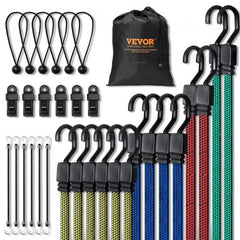 32 Pcs Flat Bungee Cord Set 17 mm Heavy Duty Bungee Straps with J-Hooks