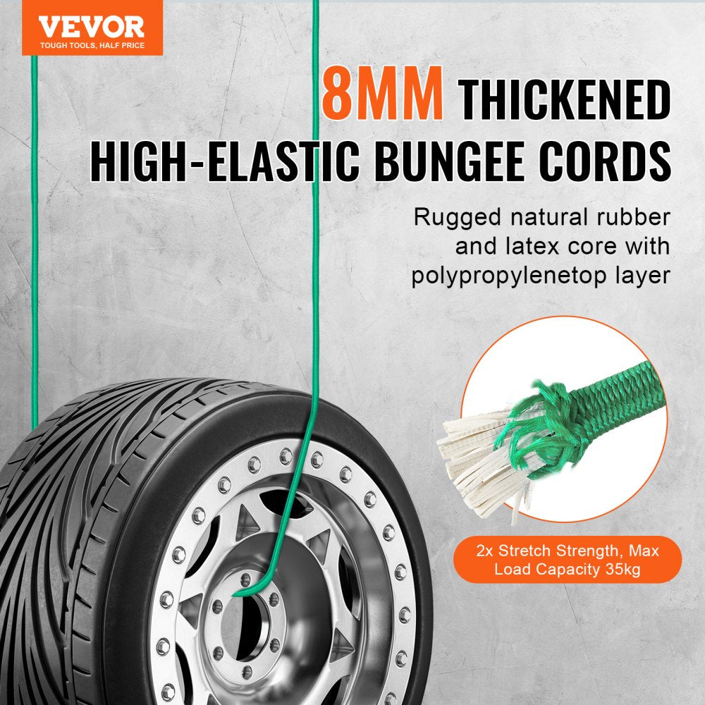 30 Pcs Bungee Cords Set 8mm Heavy Duty Bungee Straps with Steel Carabiners