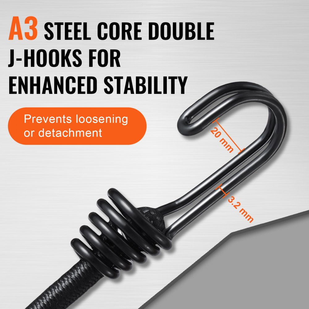 12 Pcs Bungee Cords with Hooks 32 In Heavy Duty Bungee Straps 8 mm Black