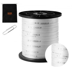 Polyester Pull Tape, 1/2" x 528` Mule Tape Flat Rope, 1250 lbf Tensile Capacity, Printed Webbing Cable Pulling Tape for Packaging, Gardening, Commercial Electrical, Conduit Work, White