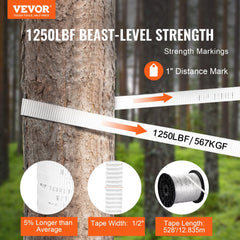 Polyester Pull Tape, 1/2" x 528` Mule Tape Flat Rope, 1250 lbf Tensile Capacity, Printed Webbing Cable Pulling Tape for Packaging, Gardening, Commercial Electrical, Conduit Work, White