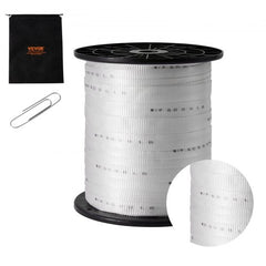 Polyester Pull Tape, 1" x 528` Mule Tape Flat Rope, 6000 lbf Tensile Capacity, Printed Webbing Cable Pulling Tape for Packaging, Gardening, Commercial Electrical, Conduit Work, White