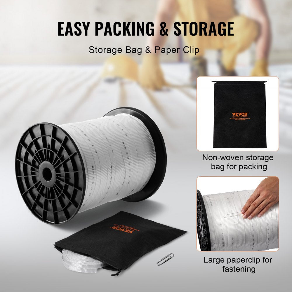 Polyester Pull Tape, 1" x 528` Mule Tape Flat Rope, 6000 lbf Tensile Capacity, Printed Webbing Cable Pulling Tape for Packaging, Gardening, Commercial Electrical, Conduit Work, White