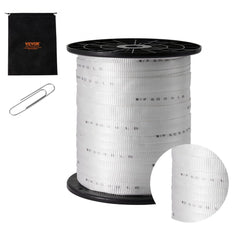 Polyester Pull Tape, 1" x 528` Mule Tape Flat Rope, 6000 lbf Tensile Capacity, Printed Webbing Cable Pulling Tape for Packaging, Gardening, Commercial Electrical, Conduit Work, White