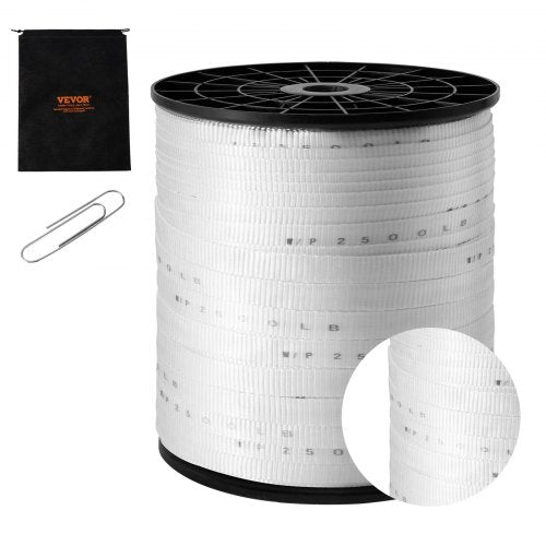 Polyester Pull Tape, 3/4" x 1053` Mule Tape Flat Rope, 2500 lbf Tensile Capacity, Printed Webbing Cable Pulling Tape for Packaging, Gardening, Commercial Electrical, Conduit Work, White