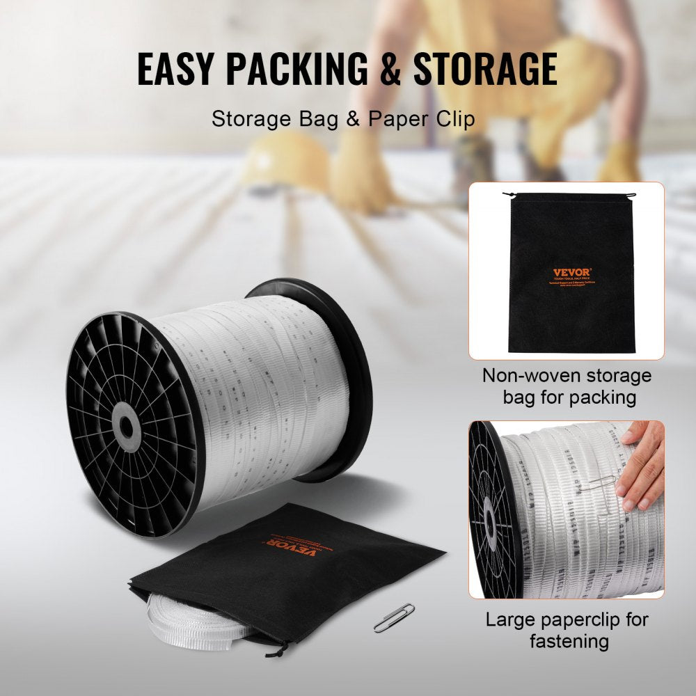 Polyester Pull Tape, 3/4" x 1053` Mule Tape Flat Rope, 2500 lbf Tensile Capacity, Printed Webbing Cable Pulling Tape for Packaging, Gardening, Commercial Electrical, Conduit Work, White