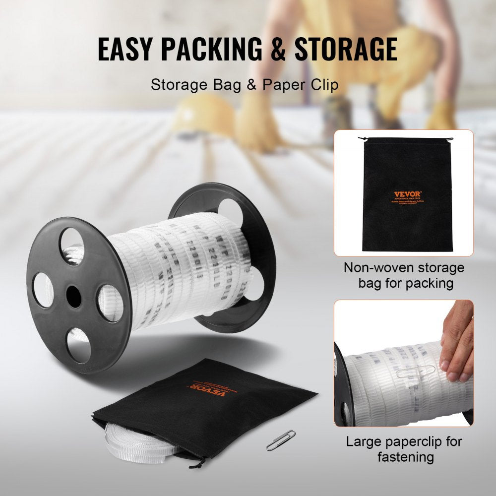 Polyester Pull Tape, 5/8" x 108` Mule Tape Flat Rope, 2200 lbf Tensile Capacity, Printed Webbing Cable Pulling Tape for Packaging, Gardening, Commercial Electrical, Conduit Work, White