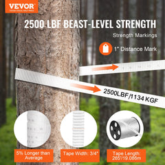 Polyester Pull Tape, 3/4" x 265` Mule Tape Flat Rope, 2500 lbf Tensile Capacity, Printed Webbing Cable Pulling Tape for Packaging, Gardening, Commercial Electrical, Conduit Work, White