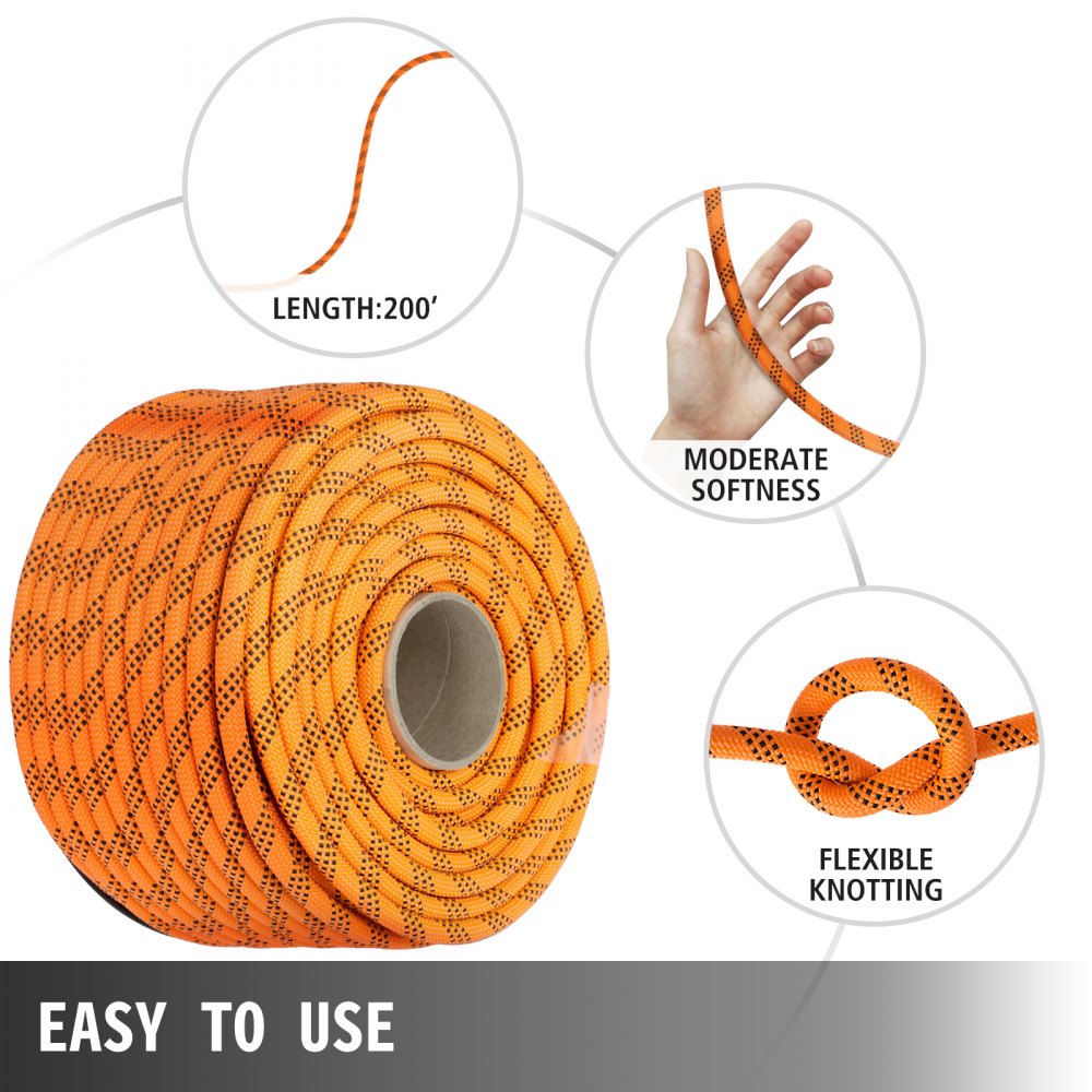 7/16 Inch Double Braid Polyester Rope 200 Feet Nylon Pulling Rope 880LB High Force Polyester Load Sailing Rope for Arborist Gardening Marine (7/16 Inch-200Feet)