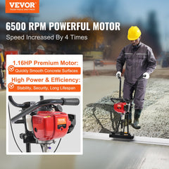 Bostome Gas Concrete Power Screed with 11ft aluminum board and 1.16HP motor for leveling concrete.