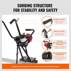Bostome Gas Concrete Power Screed with 11ft aluminum board and 1.16HP motor for concrete leveling.