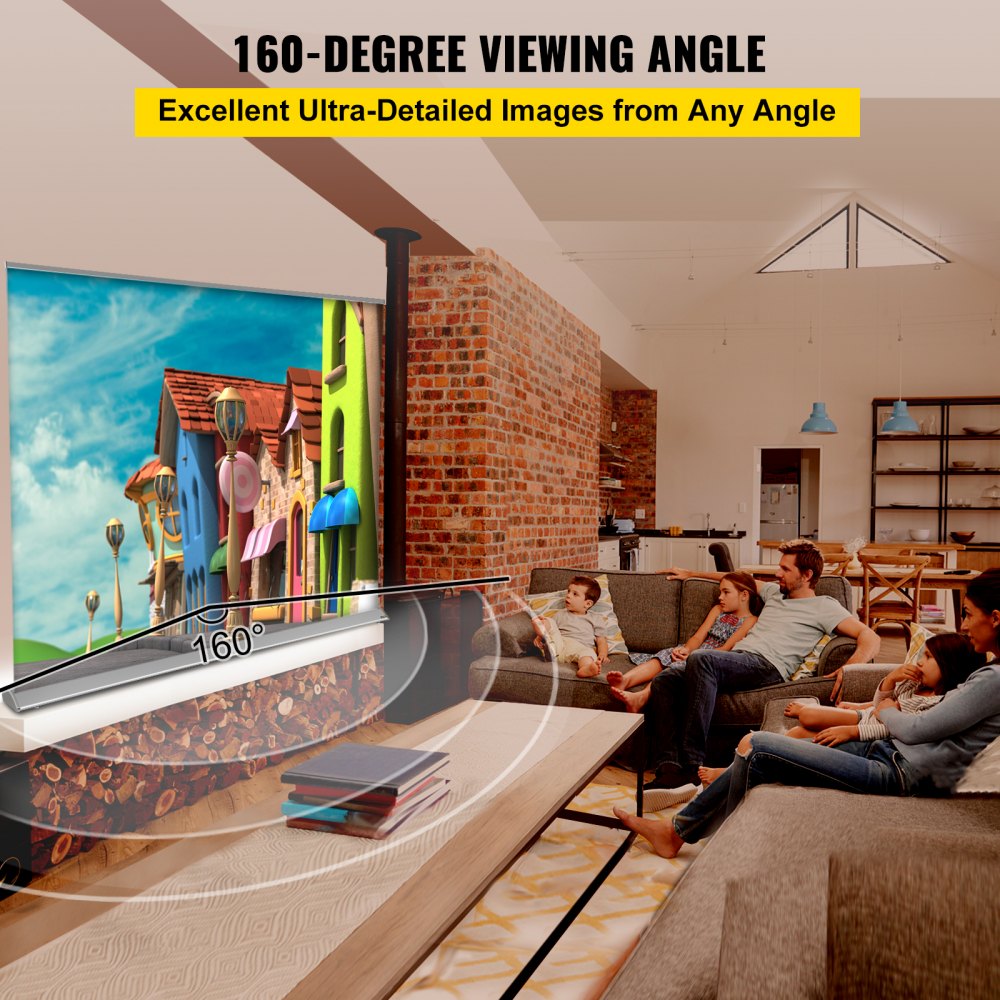 Projector Screen, 120" 16:9, Manual Pull Up Projector Screen, Portable Floor-Rising Screen 4K/8K Ultra HDR, Indoor Outdoor Movie Screen w/ Storage Bag for Home Backyard Theater Office