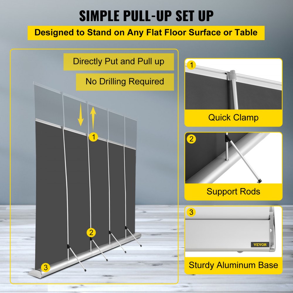 Projector Screen, 120" 16:9, Manual Pull Up Projector Screen, Portable Floor-Rising Screen 4K/8K Ultra HDR, Indoor Outdoor Movie Screen w/ Storage Bag for Home Backyard Theater Office