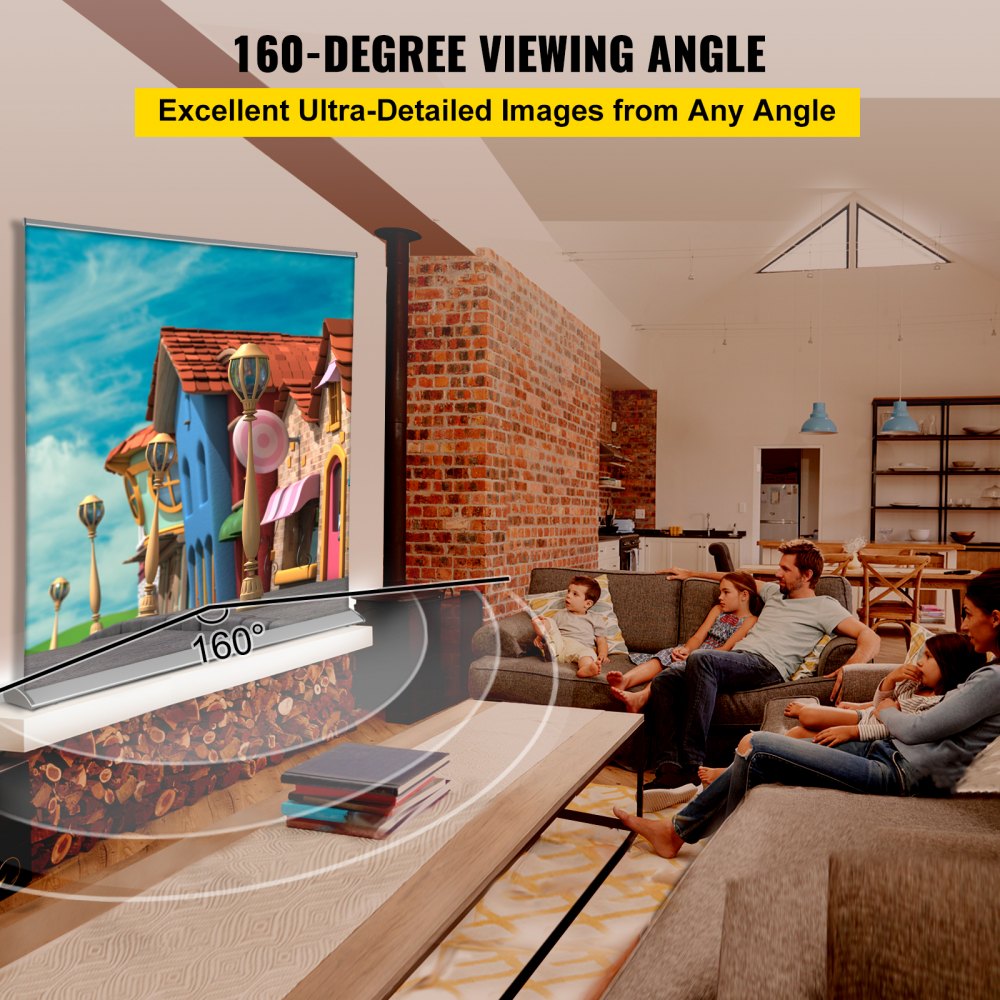 Manual Pull Up Projector Screen 70inch 16:9 Projector Screen Free Standing 4K/8K, Portable Floor-Rising Projection Screen Ultra HDR with Storage Bag for Home Backyard Theater Office
